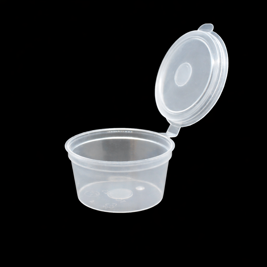 Plastic Sauce Pot with hinged lid